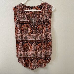 Loft floral blouse red brown medium